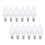 billige Stearinlyslamper med LED-12stk 6w stearinlys kandelaber led lyspære 600lm e14 c37 20 led perler smd 2835 60w halogen tilsvarende varm kald hvit 110-240v