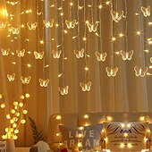 halpa Sähkökäyttöinen-led joulukeiju valo perhonen verhonauha valot 3,5 m 96 leds uudenvuoden juhla häät ystävänpäivä olohuone makuuhuone myymälän koristelu 220v eu pistoke verhovalot