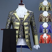 levne oblečení-Retro Středověké Kabát Korzet Kalhoty Princ Aristokrat Tisk Kalhoty Pánské Vánoce Karneval Nový rok Párty Queen&#039;s Platinum Jubilee 2022 Alžběta 70 let Dospělé Kabát Vesta Kalhoty Celý rok