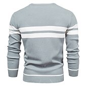 abordables Pull col rond-Homme Pull Chandail Pull Tricoter Tricoté Rayé Col Ras du Cou mode Extérieur Intérieur Vêtement Tenue Automne Hiver Noir Bleu S M L