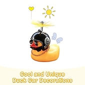 cheap Car Pendants &amp; Ornaments-Swinging Duck Car Hanging Ornament Rubber Duck Toy Car Ornament with Propeller Helmet Swing Duck Car Rear View Mirror Pendant Yellow Duck Car Dashboard Decoration for Car Interior Decors 1PCS