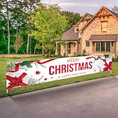 abordables Decoraciones para exteriores-banner de feliz navidad, decoraciones de banner de navidad al aire libre, decoración colgante de interior y exterior de navidad, suministros de decoración de fiesta de vacaciones de navidad 300 * 50 cm (10 pies * 18,9 pulgadas)