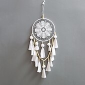 levne Lapače snů-bílý lapač snů ručně vyrobený dárek s jedním kroužkem s péřovým závěsem na zeď umění zvonkohra boho styl domácí dekorace