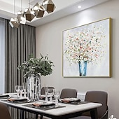 preiswerte Blumen-/Botanische Gemälde-Ölgemälde handgemachte handbemalte Wandkunst Spachtel Malerei farbige Blumen Heimtextilien Dekor gestreckter Rahmen fertig zum Aufhängen