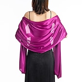 economico Scialli-sciarpa da donna in imitazione seta trasparente, mantello, scialle lungo, tinta unita, per festa di nozze, elegante e scintillante&amp;amp;abito da sposa con sciarpa damigella d&#039;onore splendente per