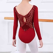 levne Oblečení na balet-Dětské taneční kostýmy Balet Leotard / Kostýmový overal Krajka Barevně dělené Dívčí Trénink Výkon Dlouhý rukáv Tyl Bavlna