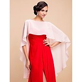 billige bryllup gjesteomslag-ermeløse capeletter chiffon bryllup / festkveld / fest / kveldssjal &amp;amp; wrap / bryllup gjesteomslag med drapering / solid kjole for å imponere 2025