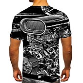 preiswerte Hobby T-Shirts-Herren Maschine T Shirt Kurzarm T-Shirt 3D-Druck Rundhals Hemd Sport Mode Designer Lässig Täglich Outdoor Schwarz / Weiß Schwarz Sommer Bekleidung S M L XL XXL XXXL 4XL