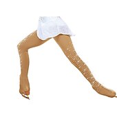 cheap Figure Skating Tights-Over The Boot Figure Skating Tights Women&#039;s Girls&#039; Ice Skating Outfits Bottoms Khaki Fleece Spandex High Elasticity Training Practice Competition Skating Wear Thermal Warm Handmade Crystal