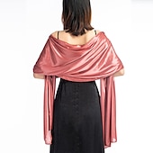 economico Scialli-sciarpa da donna in imitazione seta trasparente, mantello, scialle lungo, tinta unita, per festa di nozze, elegante e scintillante&amp;amp;abito da sposa con sciarpa damigella d&#039;onore splendente per