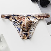 cheap Men&#039;s Briefs Underwear-Men&#039;s 1pack Basic Panties Briefs Basic Print Nylon Plant Low Waist White Army Green
