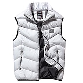 preiswerte Men&#039;s Vest-Herren Puffer Weste Weste Steppweste Strickjacke Outdoor Strasse Täglich Ausgehen Strassenmode Sport Herbst Winter Tasche Full Zip Polyester warm halten Atmungsaktiv Feste Farbe Reisverschluss