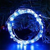 abordables Guirlandes lumineuses à piles-Guirlande lumineuse LED élégante pour réception de mariage, 10 pièces, 3 m, 2 m, 1 m, à piles, fil argenté, guirlande lumineuse pour extérieur, décoration de fête de mariage