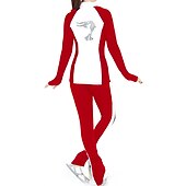 cheap Figure Skating Training Outfit-Figure Skating Jacket with Pants Women&#039;s Girls&#039; Ice Skating Jacket Pants / Trousers White Red Purple Thumbhole Spandex Lycra High Elasticity Training Practice Competition Skating Wear Thermal Warm