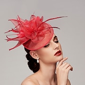economico Fascinator-Fascinatori in Rete di Piume Cappelli Kentucky Copricapo con Cappello di Piume Fiore 1 PC Matrimonio Corsa di Cavalli Giornata Delle Donne Melbourne Cup Copricapo per impressionare Abito da corsa
