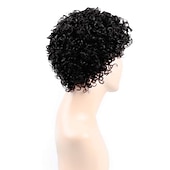 economico Parrucche di altissima qualità-parrucche nere per le donne parrucche corte afro crespi ricci per le donne capelli sintetici resistenti al calore per la festa quotidiana