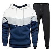 abordables sudaderas basicas hombre-Hombre Tracksuit Sudadera 2 Piezas Calle Primavera Manga Larga Mantiene abrigado Transpirable Dispersor de humedad Aptitud física Corriendo Entrenamiento activo Ropa de deporte Ropa de Deporte Azul