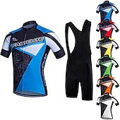 preiswerte Herrenbekleidungs-Sets-21Grams Herren Radtrikot mit Radhose kurz Trägern fahrradbekleidung set Kurzarm MTB Mountain Rennrad Weiß Grün Gelb Modisch Übergröße Fahhrad Sportkleidung 3D-Pad Atmungsaktiv Rasche Trocknung Tasche