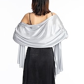 economico Scialli-sciarpa da donna in imitazione seta trasparente, mantello, scialle lungo, tinta unita, per festa di nozze, elegante e scintillante&amp;amp;abito da sposa con sciarpa damigella d&#039;onore splendente per