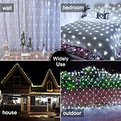 Χαμηλού Κόστους Plug In Ηλεκτρικό-led net net string 6m x 4m 672 leds net lights lights curtain lights for Christmas holiday party decor outdoor string string lights with 8 modes non-waterproofable linkable 220-240v