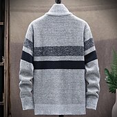 economico Maglioni Cardigan da uomo-Per uomo Felpa Cardigan Maglione con zip Giacca maglione Maglione in pile Maglia Lavorato a maglia Color Block Colletto alla coreana Moda Esterno Interni Abbigliamento Inverno Autunno Blu Grigio scuro