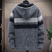 baratos suéter cardigã masculino-Homens Suéter Carregam Moletom com capuz Suéter com zíper Casaco de Suéter Tricotar Tricotado Bloco de cor Com Capuz à moda Ao ar livre Casa Roupa Outono Inverno Vinho Azul Marinha S M L