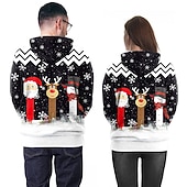 abordables Sudaderas y sudaderas con capucha divertidas-Papá Noel Rudolph Suéter de navidad Sudadera Pullover Sudadera con capucha navideña divertida Impresión 3D Hombre Mujer Navidad Carnaval Mascarada Navidad Fiesta de disfraces Trajes a juego para la