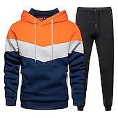 abordables sudaderas basicas hombre-Hombre Tracksuit Sudadera 2 Piezas Calle Primavera Manga Larga Mantiene abrigado Transpirable Dispersor de humedad Aptitud física Corriendo Entrenamiento activo Ropa de deporte Ropa de Deporte Azul