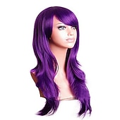 abordables Perruques de fête-Perruque synthétique vagues de corps perruque asymétrique longue blond clair rouge pastèque brun rose vert cheveux synthétiques de 27 pouces perruques Halloween rouge brun pour femmes
