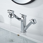 abordables Grifería para lavabos-grifo de lavabo para baño - giratorio / extraíble acabados pintados monomando central grifos de baño de dos orificios