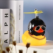 cheap Car Pendants &amp; Ornaments-Swinging Duck Car Hanging Ornament Rubber Duck Toy Car Ornament with Propeller Helmet Swing Duck Car Rear View Mirror Pendant Yellow Duck Car Dashboard Decoration for Car Interior Decors 1PCS