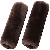cheap Car Seat Covers-2 Pack Imitation Sheepskin Seat Belt Pads, Soft Shoulder and Neck Cushion, Imitation Wool, Car Interior Accessory