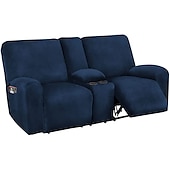 economico Poltrone reclinabili e poltrone wingback-copridivano reclinabile per divano a due posti con copriconsolle centrale, copridivano reclinabile per divano a due posti in velluto bordeaux elasticizzato, copridivano reclinabile per divano a due