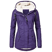 economico giacca attiva-Per donna Parka Esterno Strada Casual Autunno Inverno Standard Cappotto Morbido Sportivo Informale Giacca Manica lunga Tinta unica Cerniera Tasche Nero Viola Rosa / Piumino &amp; Parka / Poliestere