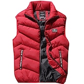preiswerte Men&#039;s Vest-Herren Puffer Weste Weste Steppweste Strickjacke Outdoor Strasse Täglich Ausgehen Strassenmode Sport Herbst Winter Tasche Full Zip Polyester warm halten Atmungsaktiv Feste Farbe Reisverschluss