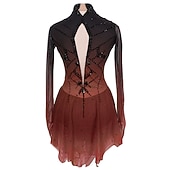 Недорогие Платья для фигурного катания-Платье для фигурного катания Жен. Девочки Катание на коньках Платья Инвентарь Черный / красный Черный / зеленый Черный / синий Пэчворк Асимметричный шов Сетка Спандекс Эластичность Соревнование