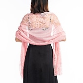 voordelige Sjaals-sjaal&amp;amp; wikkelsjaals damesherfst bruiloft gast wrap elegante bruidszonwering mouwloos polyester bruiloft wraps met kant voor bruiloft zomer
