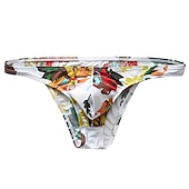 cheap Men&#039;s Briefs Underwear-Men&#039;s 1pack Basic Panties Briefs Basic Print Nylon Plant Low Waist White Army Green