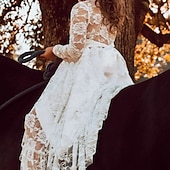 cheap Flower Girl&#039;s Dresses-Kids Girls&#039; Flower Girl Dress Dress Solid Colored Long Sleeve Wedding Party Daily Lace Mesh Embroidered Cute Princess Cotton Maxi A Line Dress Tulle Dress Fall Winter 3-12 Years White Beige