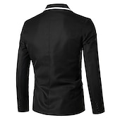 ieftine Sacouri clasice pentru bărbați-Bărbați Jachetă Blazer Respirabil Nuntă Afaceri Ținuta de cocktail Un singur rând, un nasture În V Afacere Elegant Sacou Îmbrăcăminte exterioară Imprimeu Buzunar Negru Alb Galben