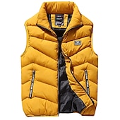 preiswerte Men&#039;s Vest-Herren Puffer Weste Weste Steppweste Strickjacke Outdoor Strasse Täglich Ausgehen Strassenmode Sport Herbst Winter Tasche Full Zip Polyester warm halten Atmungsaktiv Feste Farbe Reisverschluss