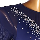ieftine Rochii de patinaj artistic-Rochie de Patinaj Artistic Pentru femei Fete Πατινάζ στο πάγο Rochii Ținute Alb Bleumarin Albastru celest Peteci Plasă Spandex Înaltă Elasticitate Antrenament Profesional Competiție Ținută Patinaj