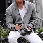 abordables Gilet-Homme Pull Chandail Gilet Cardigan Pull court Tricoter Tricoté Col V Moderne contemporain Casual Usage quotidien Vêtement Tenue Automne Hiver Noir Jaune S M L