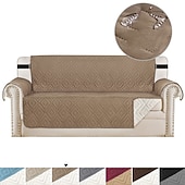 billige Sofa trekk-vattert vendbart sofatrekk, burgunder vanntett slipcover møbelbeskytter, vaskbart sofatrekk med sklisikkert skum og elastiske stropper for barn, hunder, kjæledyr