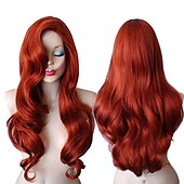 economico Parrucche di Carnevale-Parrucca Jessica Rabbit Lunga Ondulata Rame Rosso Cosplay 28 pollici Ricci Spiralati Anime Capelli Resistenti al Calore per Donne Parrucche di Halloween