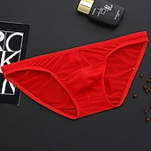 cheap Men&#039;s Briefs Underwear-Men&#039;s 1pack Basic Panties Briefs Basic Nylon Pure Color Low Waist Light Blue Black