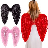 levne Halloween maska a rekvizity-kostým halloweenského peříčka s andělskými křídly – cosplay kostým pro ženy, dívky – ideální pro halloweenský cosplay, vánoční ozdoby, sváteční večírky, přehlídky na molu 60 cm/23,6 palce