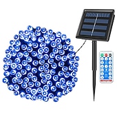 olcso Napelemes-led napelemes karácsonyi füzér lámpák kültéri vízálló 100m 334,5ft 1000led/50m 171ft 500 led napelemes karácsonyi lámpák távirányítóval8 mód vízálló terasz lámpák karácsonyfához terasz udvar kerti