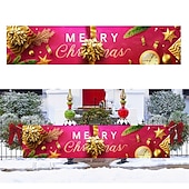 abordables Decoraciones para exteriores-banner de feliz navidad, decoraciones de banner de navidad al aire libre, decoración colgante de interior y exterior de navidad, suministros de decoración de fiesta de vacaciones de navidad 300 * 50 cm (10 pies * 18,9 pulgadas)