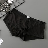baratos Moda Íntima para Homem Confortável-Homens 3 pacotes Cuecas boxer Roupa Íntima Calcinha básica Cueca Boxer Básico Fibra Sintética Cor imaculada Cintura Média Preto Branco